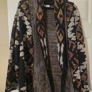 Woven Heart Black and Multicolor Cardigan